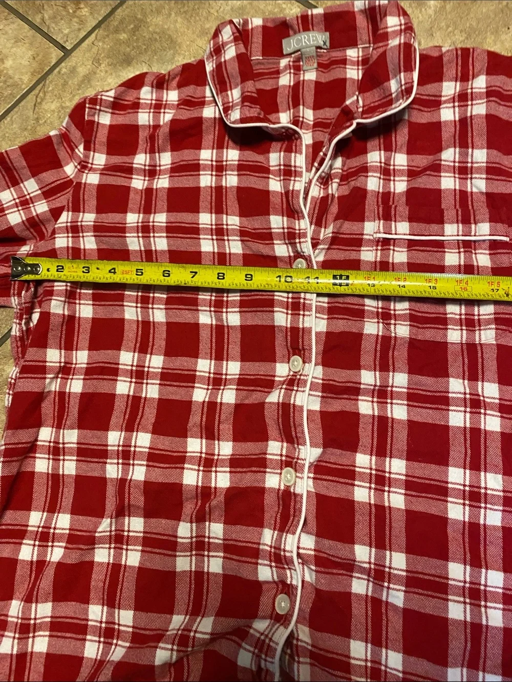 J. Crew Red and White Plaid Flannel Pajama Set Large Unisex Fall Cotton Cozy